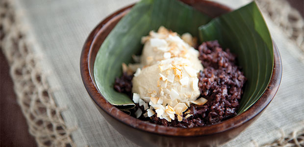 Coconut Custard (<em>Sangkaya</em>) with Black Rice Pudding (<em>Kao Niew Dum</em>)