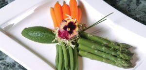 Organic Vegetables with Garlic Spinach Purée