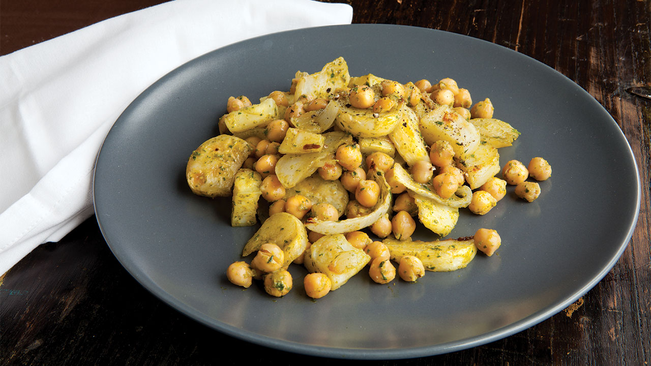 Roasted Turnip, Potato, and Chickpea Salad with Chermoula