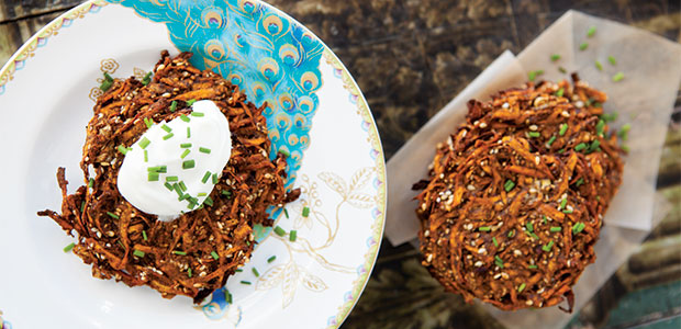 Sesame Sweet Potato Baked Latkes