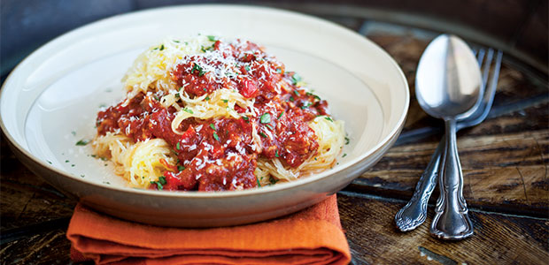 Spaghetti Squash with Turkey Tomato Sauce