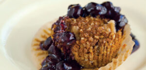 Baked Pumpkin Oatmeal with Blueberry Compote