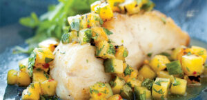 Grilled Black Cod with Spicy Pineapple Salsa