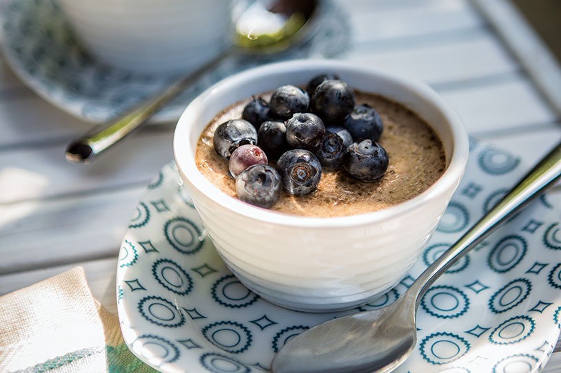 Wild Rice Custard with Saskatoon Berries