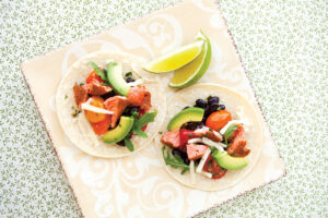 Salmon Tacos with Roasted Tomato and Black Bean Salsa