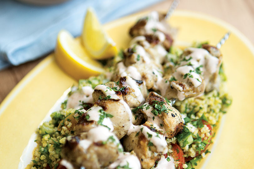 Chicken Kebabs with Millet Tabbouleh