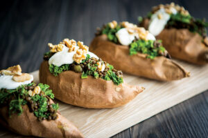 Black Lentil Stuffed Sweet Potatoes