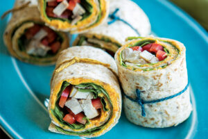 Roasted Carrot Hummus Chicken Wraps