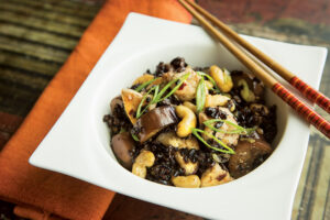 Fried Black Rice with Chicken and Cashews