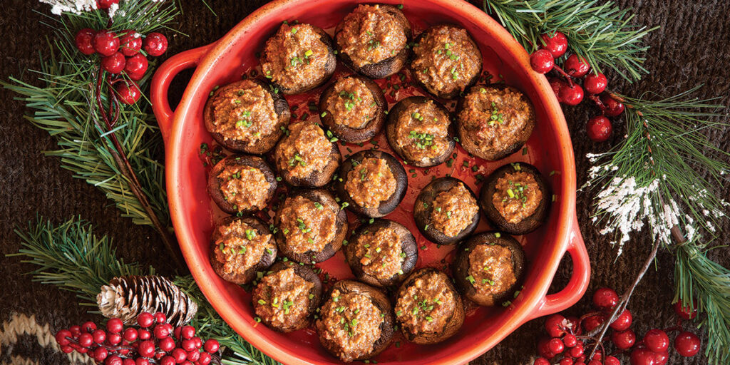 Almond Tamari Stuffed Mushrooms