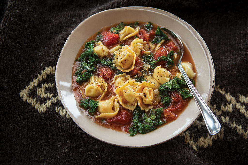 Whole Grain Tortellini and Tomato Basil Soup