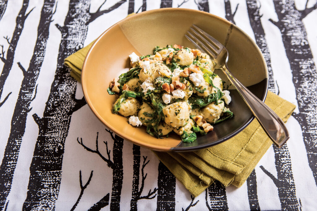 Chiffonade of Mustard Greens with Herbed Lemon Gnocchi