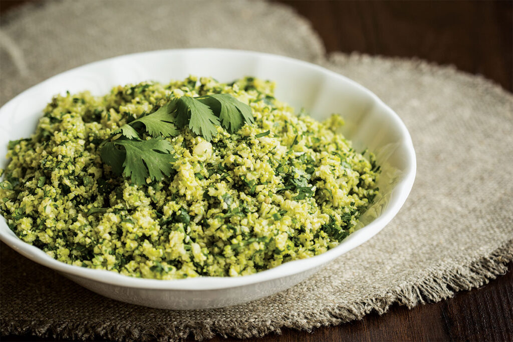 Grain Free Romanesco Rice with Cilantro and Lime