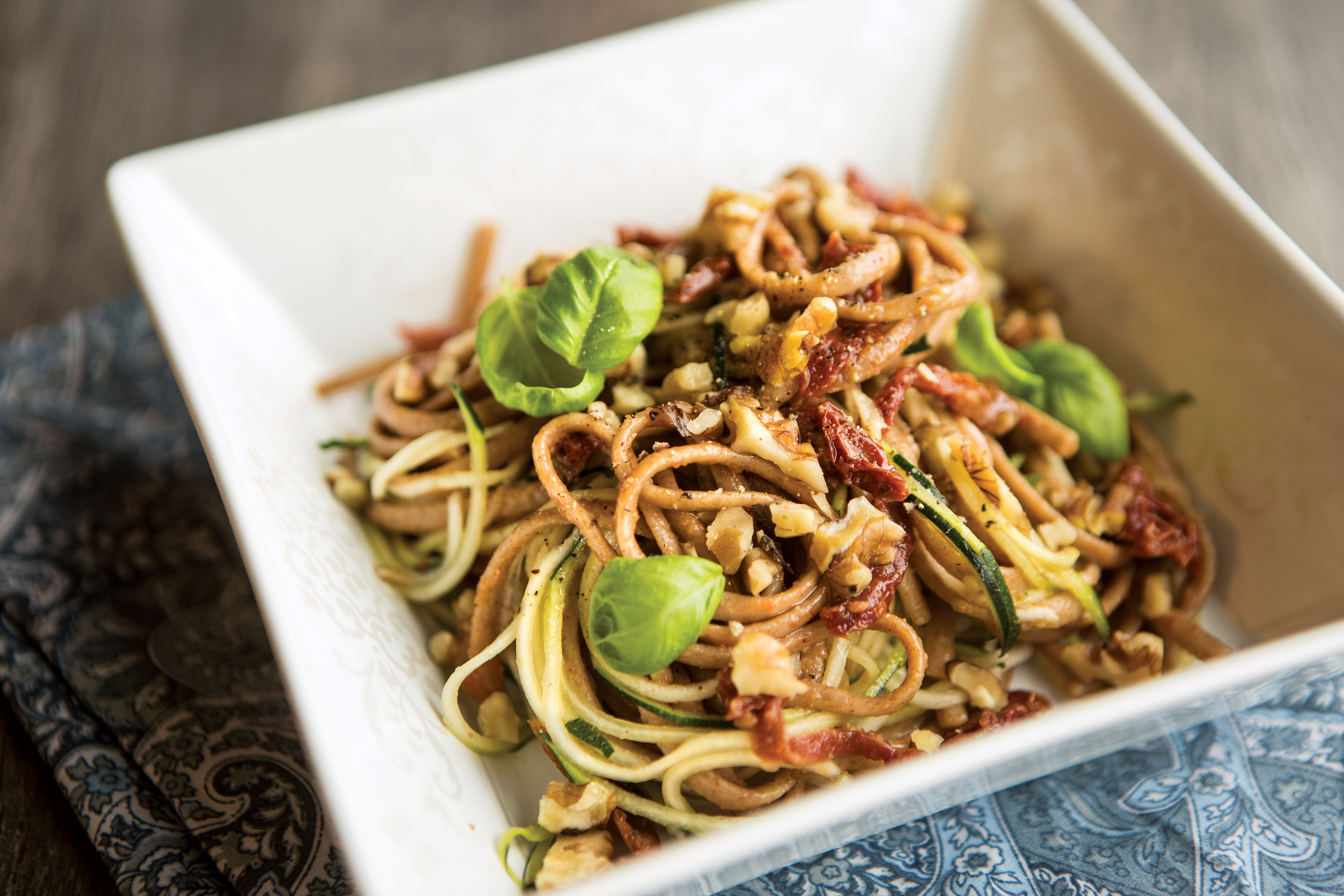 One Pot Tuscan Spelt and Zucchini Noodles