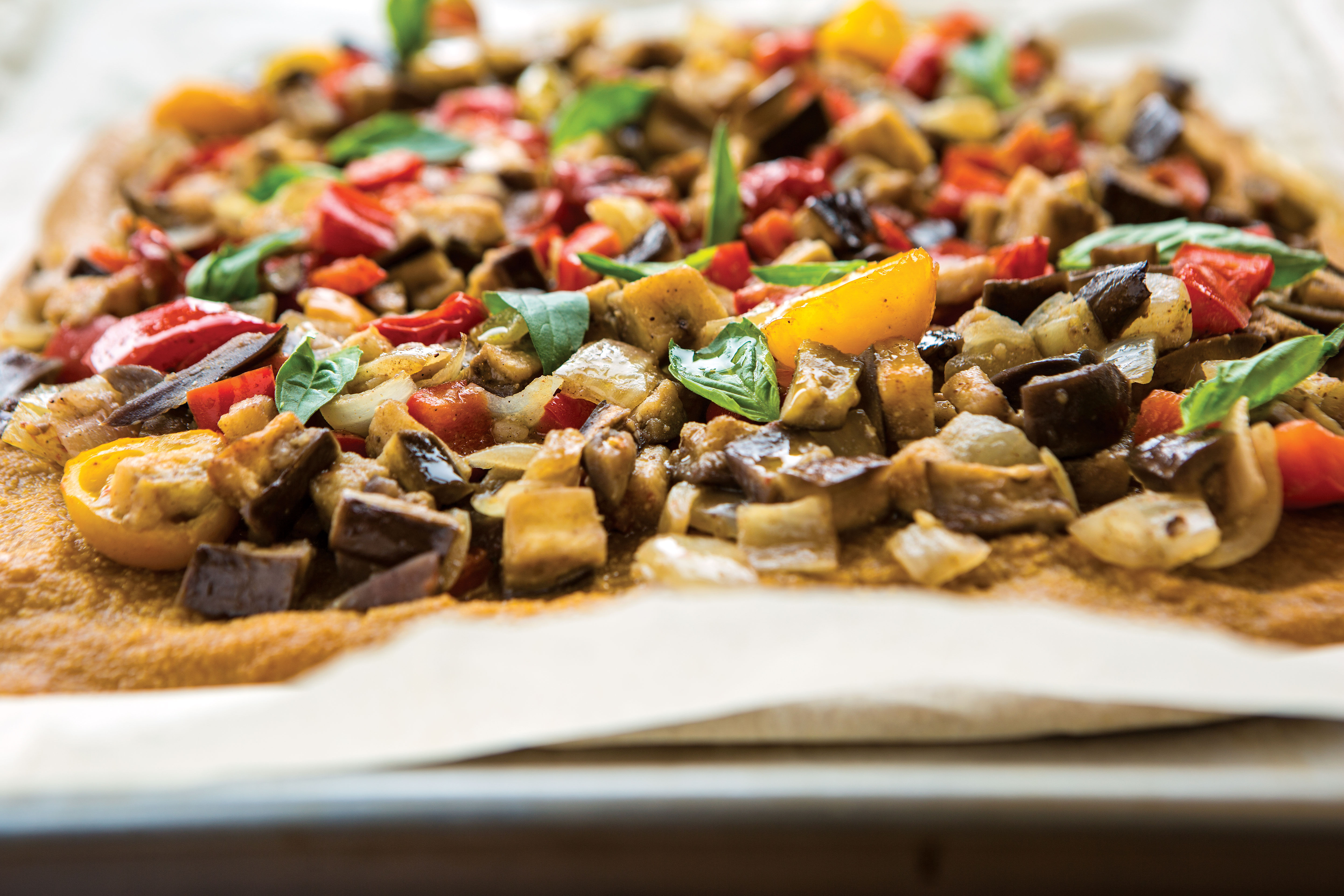 Five-Spice Roasted Vegetable Polenta Pizza