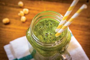 Kale Stalk Smoothie with Orange and Hazelnuts