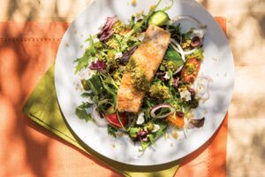 Quinoa Salmon Panzanella Salad
