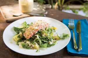 Basmati Salad Coconut Crusted Salmon