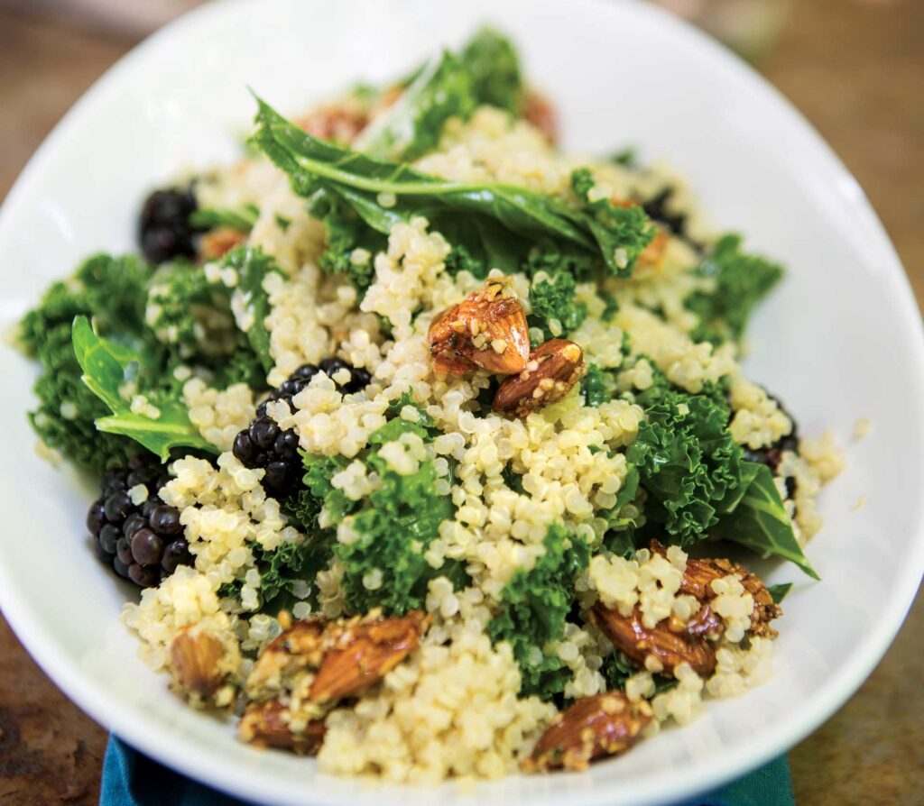 Kale, Quinoa, and Blackberry Salad with Candied Almonds