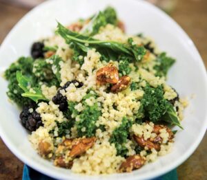 Kale, Quinoa, and Blackberry Salad with Candied Almonds