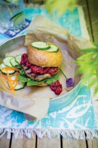 Turkey Burgers with Raspberry-Chipotle Sauce