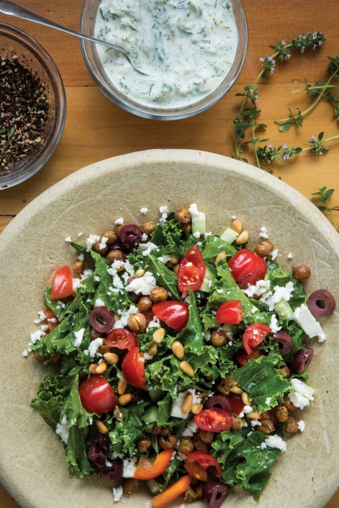 Crispy Greek Chickpea Salad With Tzatziki Drizzle