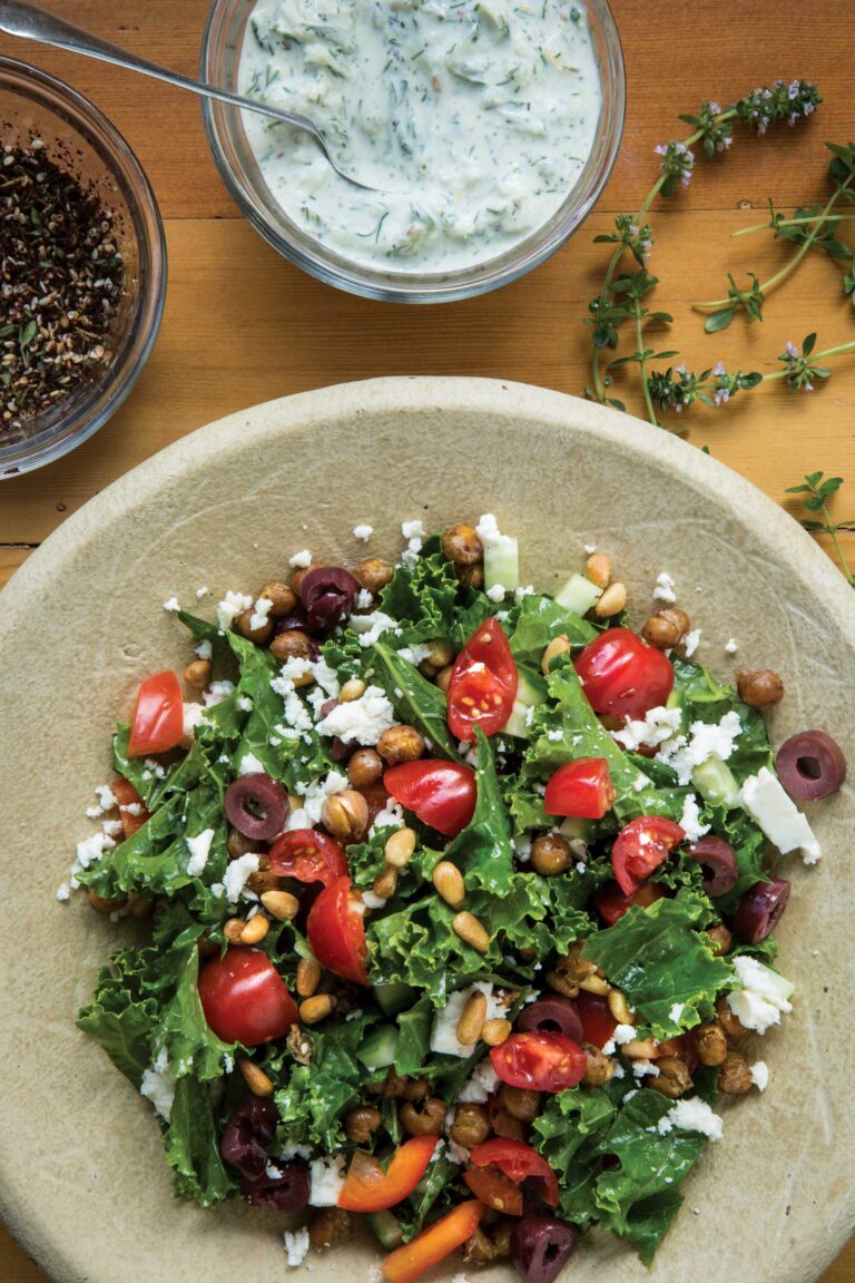 Crispy Greek Chickpea Salad With Tzatziki Drizzle