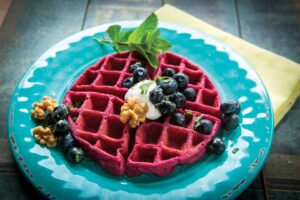 Beet & Blueberry Waffles