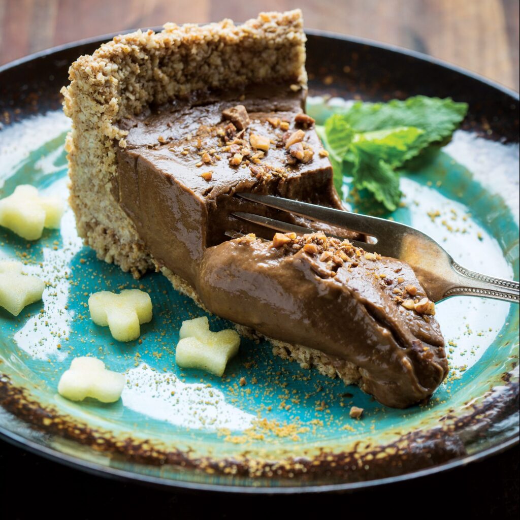 Vegan Chocolate Pumpkin Silk Pie with Almond Oat Crust