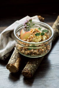 Creamy Spelt with Apple and Sauerkraut Relish