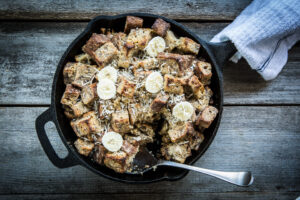Banana Bread Pudding with Rum and Coconut