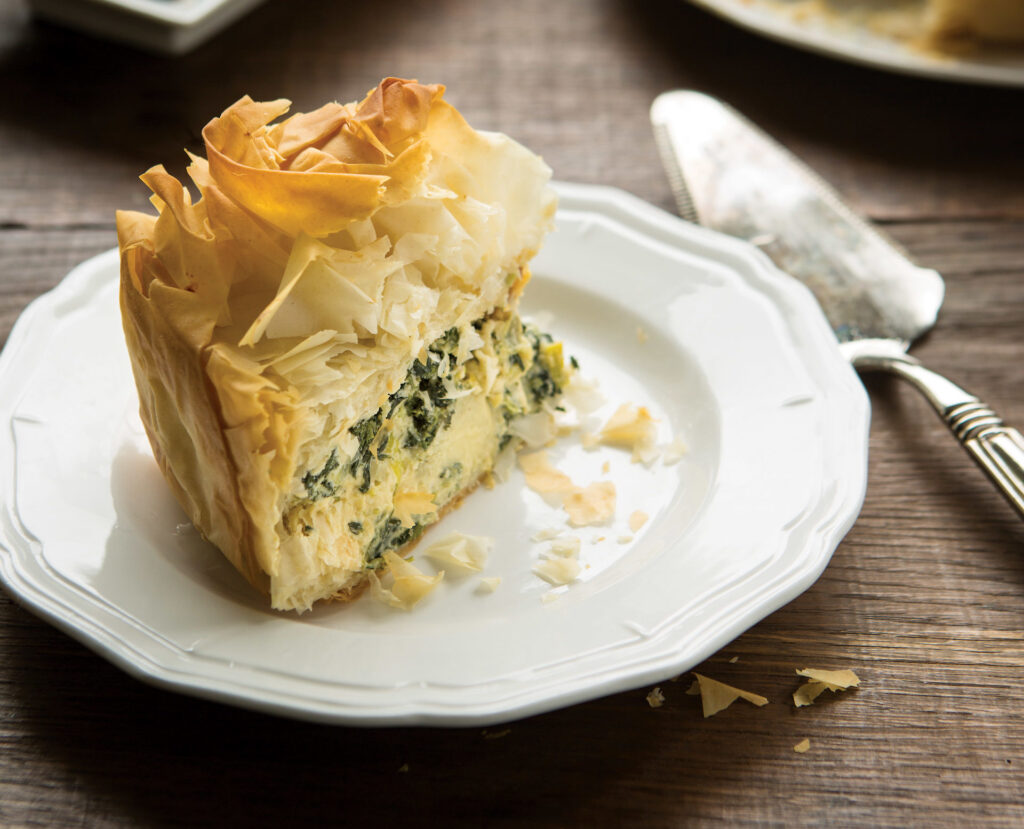 Flaky Phyllo Tart with Artichokes and Spinach