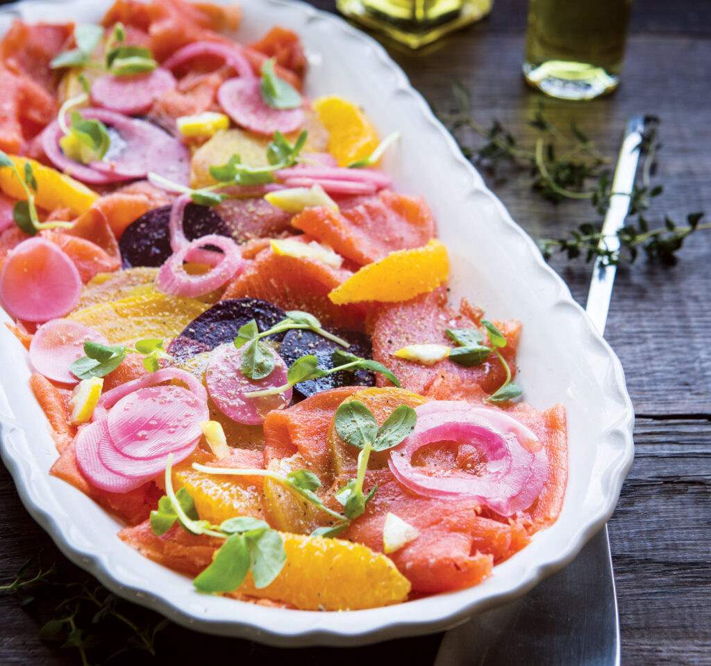 Salmon and Beet Carpaccio with Pickled Relish