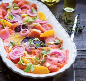 Salmon and Beet Carpaccio with Pickled Relish