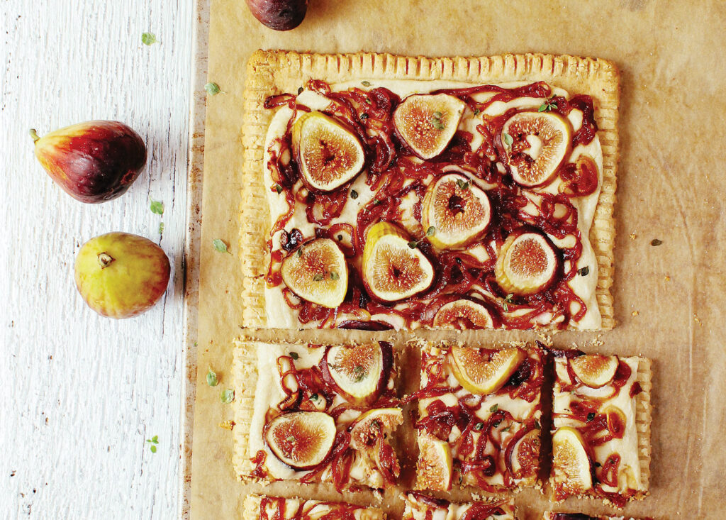 Fig and Caramelized Onion Tart with Lemon Cashew Cheese