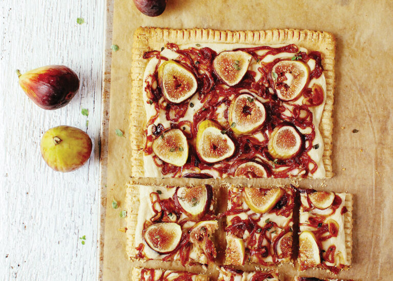 Fig and Caramelized Onion Tart with Lemon Cashew Cheese