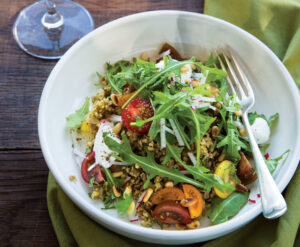 Freekeh, Radish, and Arugula Salad with Pine Nuts
