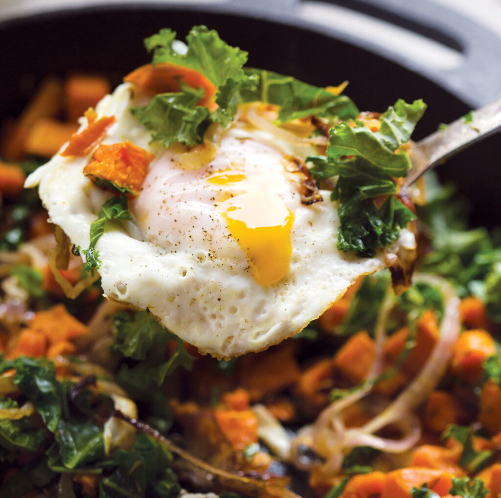 Sweet Potato, Red Onion, and Kale Hash