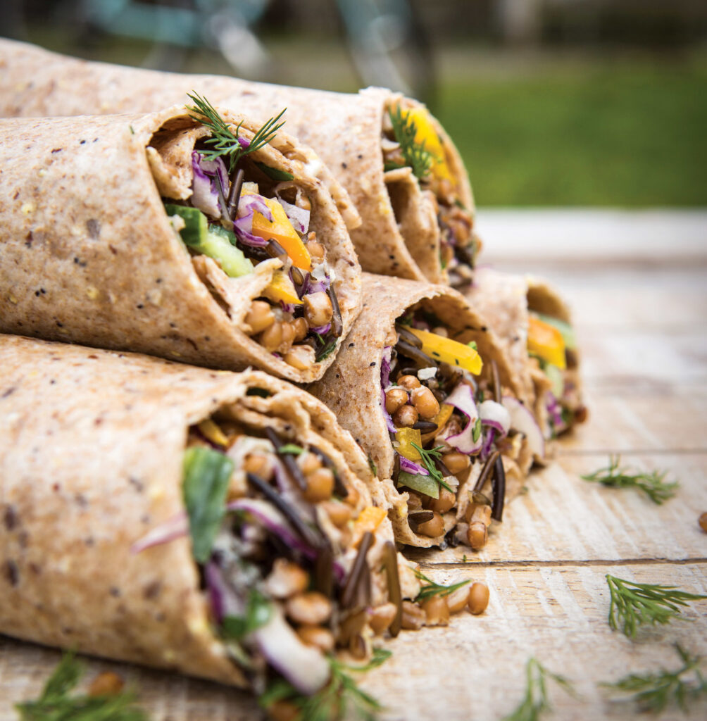 Wheat Berry Burritos with Tahini Sauce