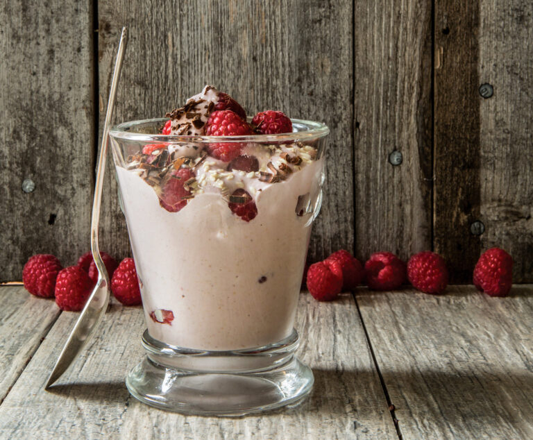 Quinoa, Raspberry, Rosewater, and Sesame Smoothie Parfait