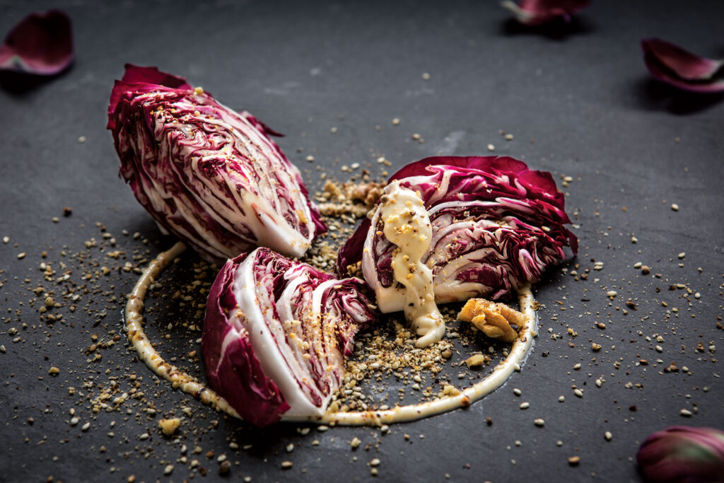 Radicchio Wedge Salad with Honey Mustard Dressing and Walnut Crumble
