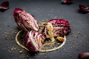 Radicchio Wedge Salad with Honey Mustard Dressing and Walnut Crumble