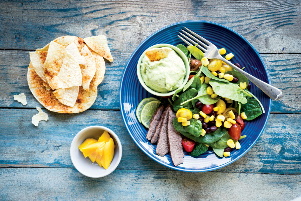 Steak Taco Salad with Avocado Crema