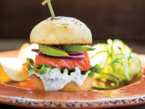 Smoky Glazed Salmon Sliders with Yogurt Caper Dill Sauce
