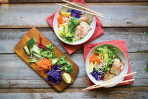 Spicy Chicken Noodle Vegetable Bowls