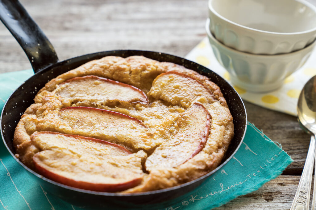 Caramelized Apple Socca Spoon Bread