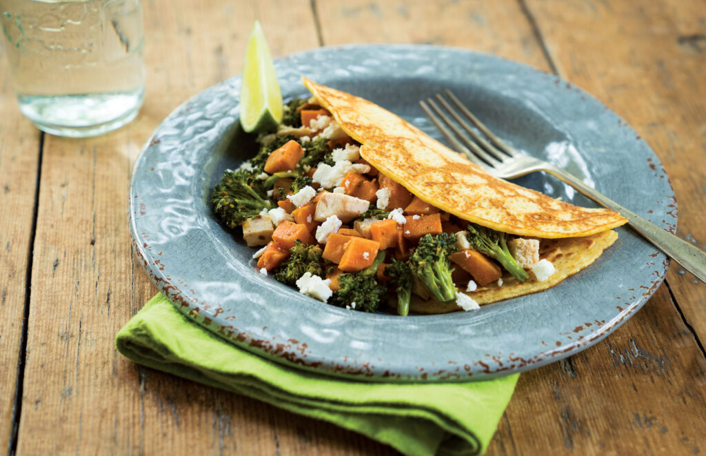 Sweet-Potato-and-Broccoli-Stuffed Socca Crepes