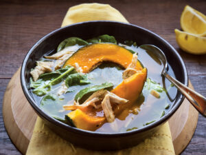 Composed Squash, Turkey, and Greens in Lemon Broth