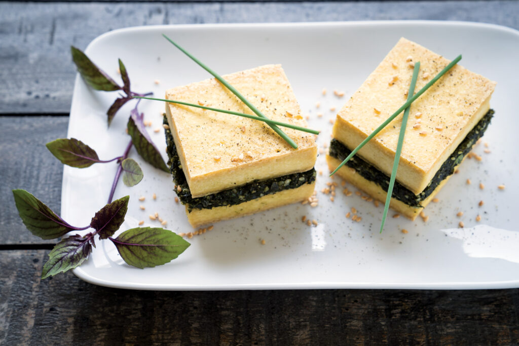 Seaweed Pesto Stuffed Tofu Steaks