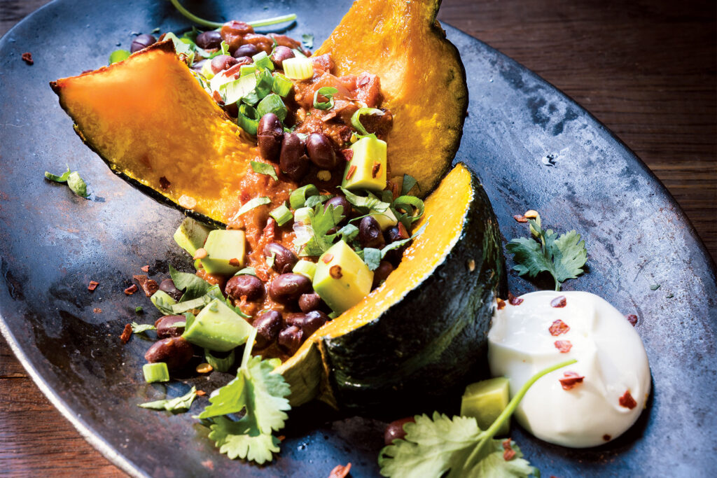 Stuffed Squash Laced with Smoky Rich Tomato Sauce